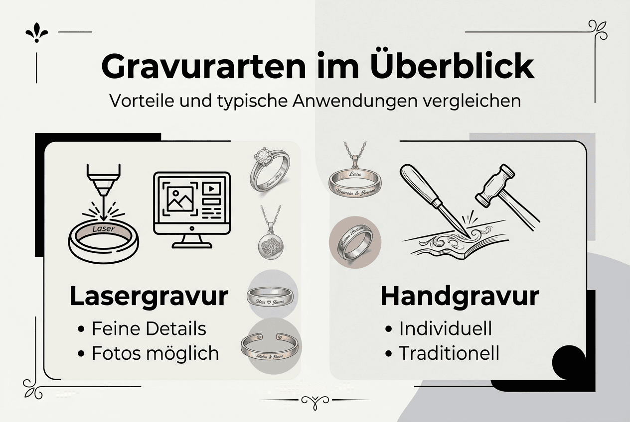Infografik: Gravurtechniken und ihre Vorteile für die individuelle Schmuckgestaltung