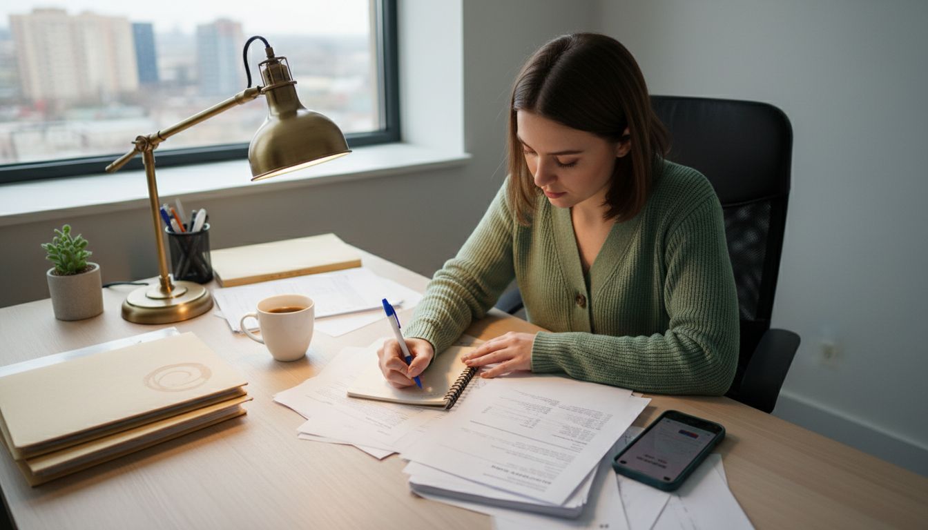 Employee deeply focused at her desk