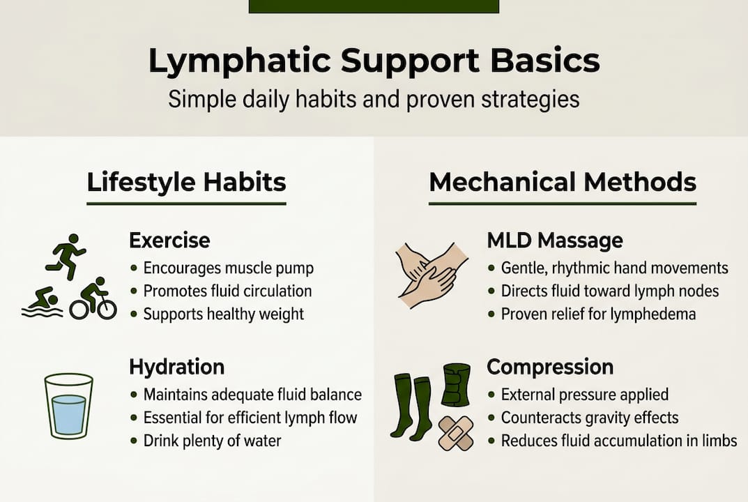 Infographic summarizing lymphatic support strategies