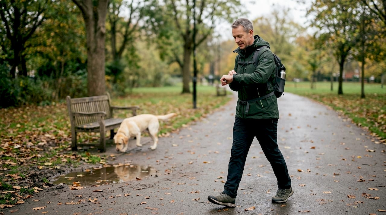Man walking in park for lymphatic movement