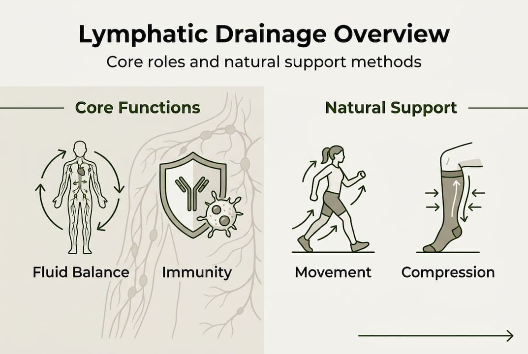 Infographic summarizing lymphatic drainage basics