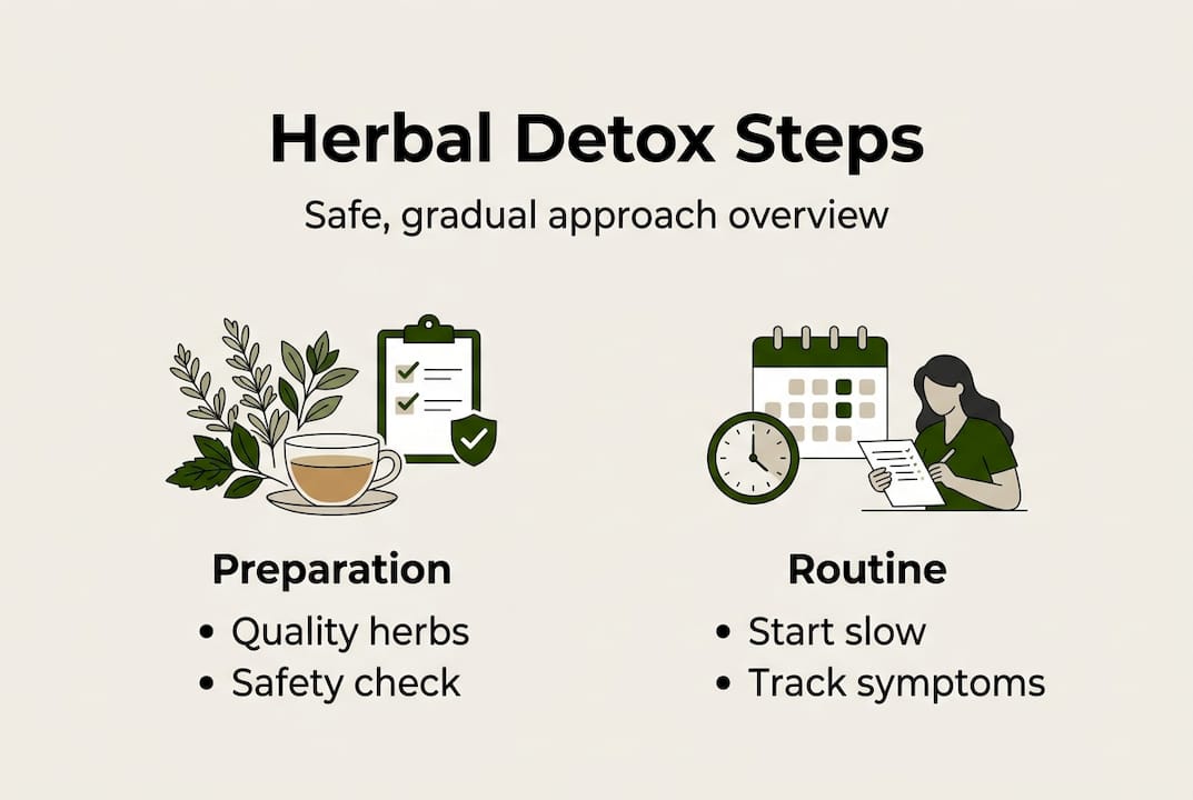 Infographic outlining safe herbal detox steps