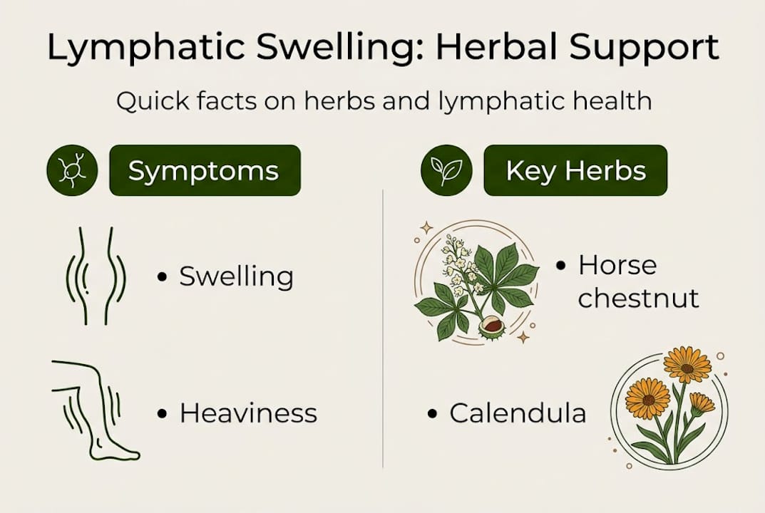 Infographic showing herbs and lymphatic swelling overview