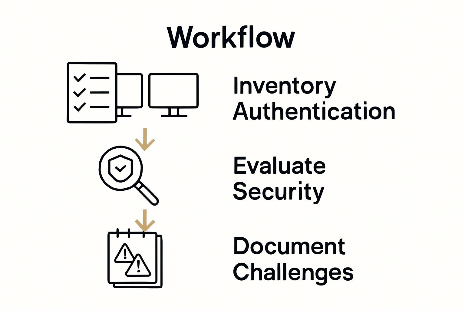 Infographic showing 3 key steps to assess authentication methods