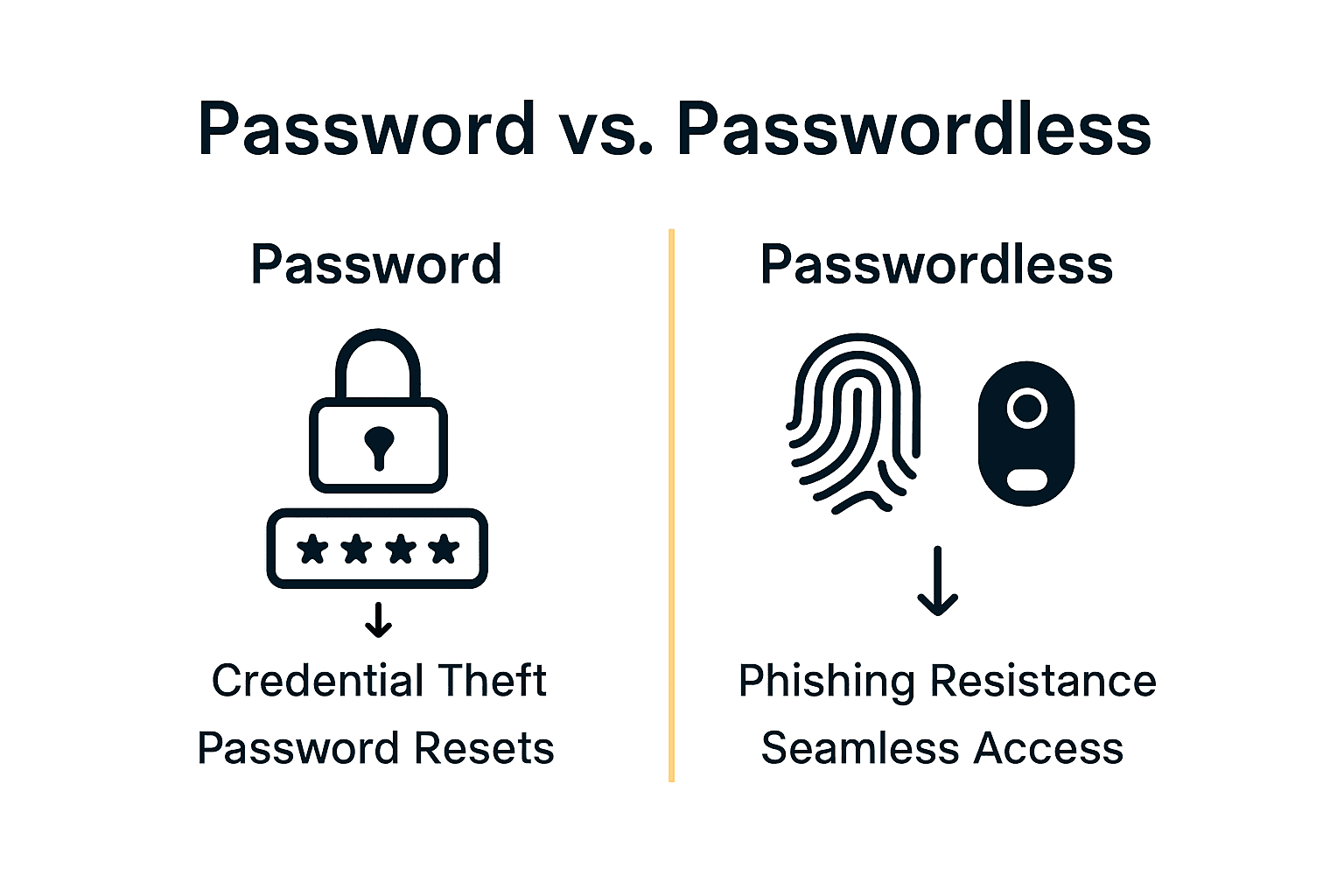 Infographic comparing traditional passwords with passwordless authentication