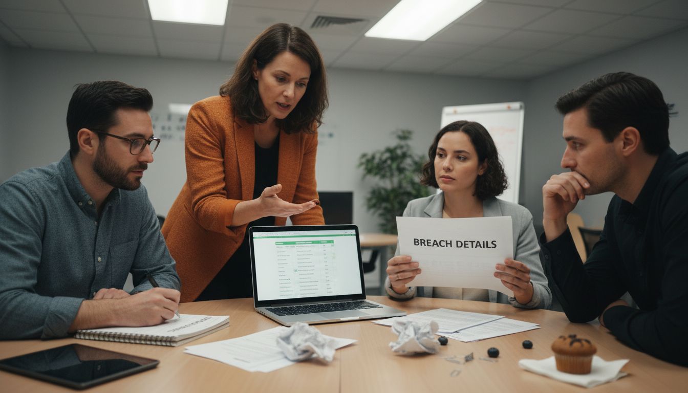 Why Dark Web Monitoring Matters for Security 2 Team discusses security breach in meeting room