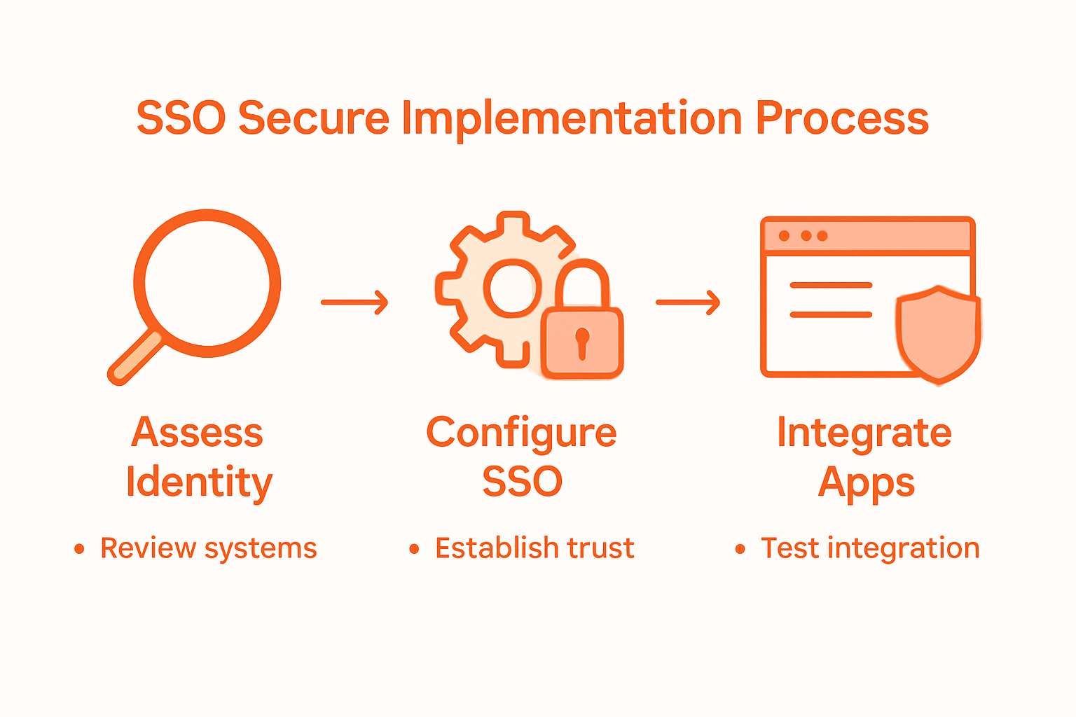 How to Implement SSO Securely for Your Organization 2 Infographic of SSO implementation process steps