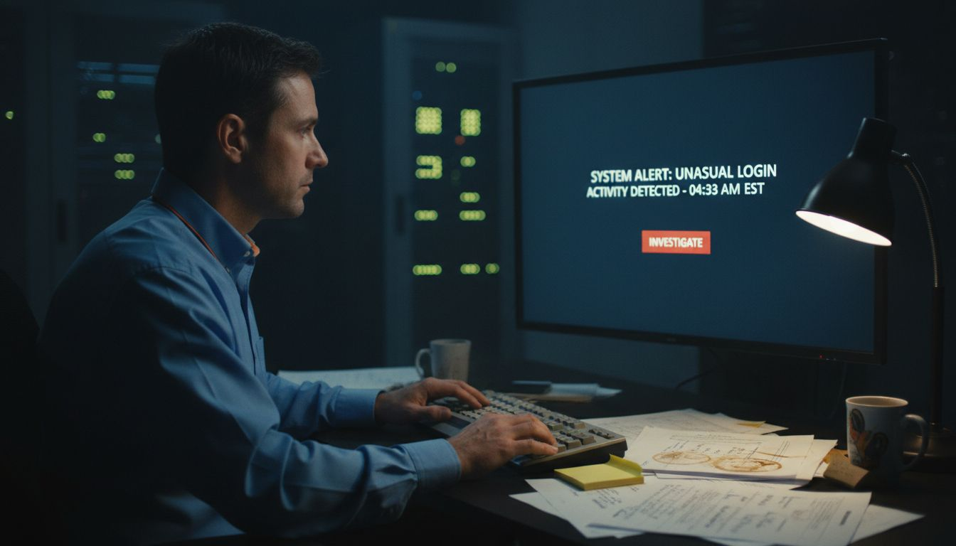 Administrator monitoring login anomaly dashboard