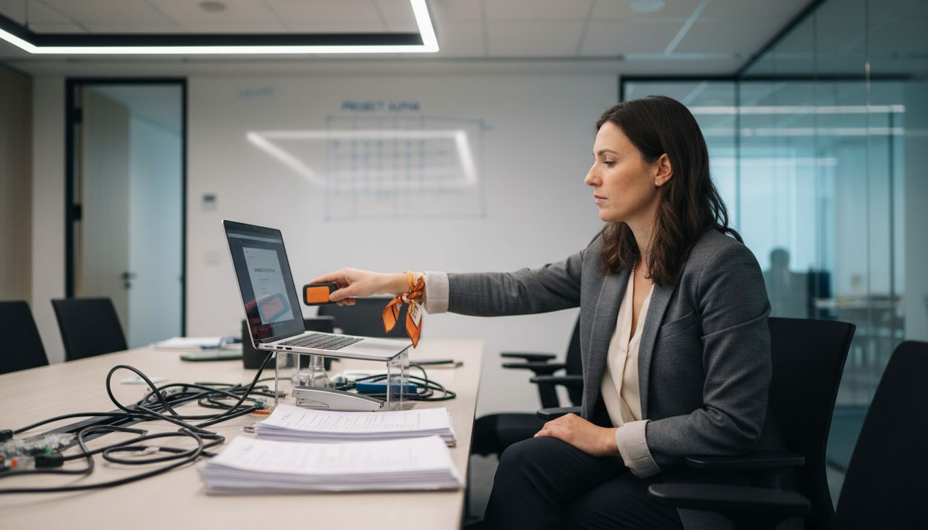Authentication Tokens: Foundation of Secure MFA 2 Employee uses security key in office setting