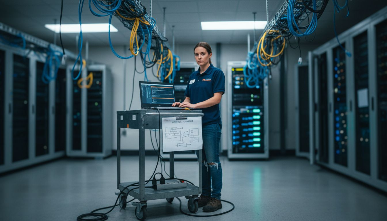 Technician configuring server room network security