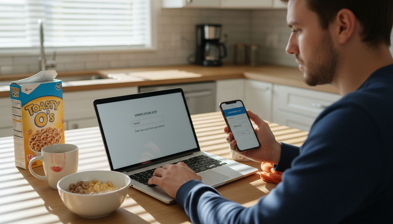 Digital Identity Verification: Enhancing Security and Trust 2 User completing authentication at kitchen counter
