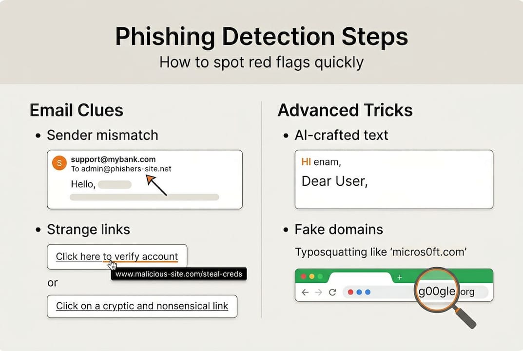 Infographic on common phishing detection steps