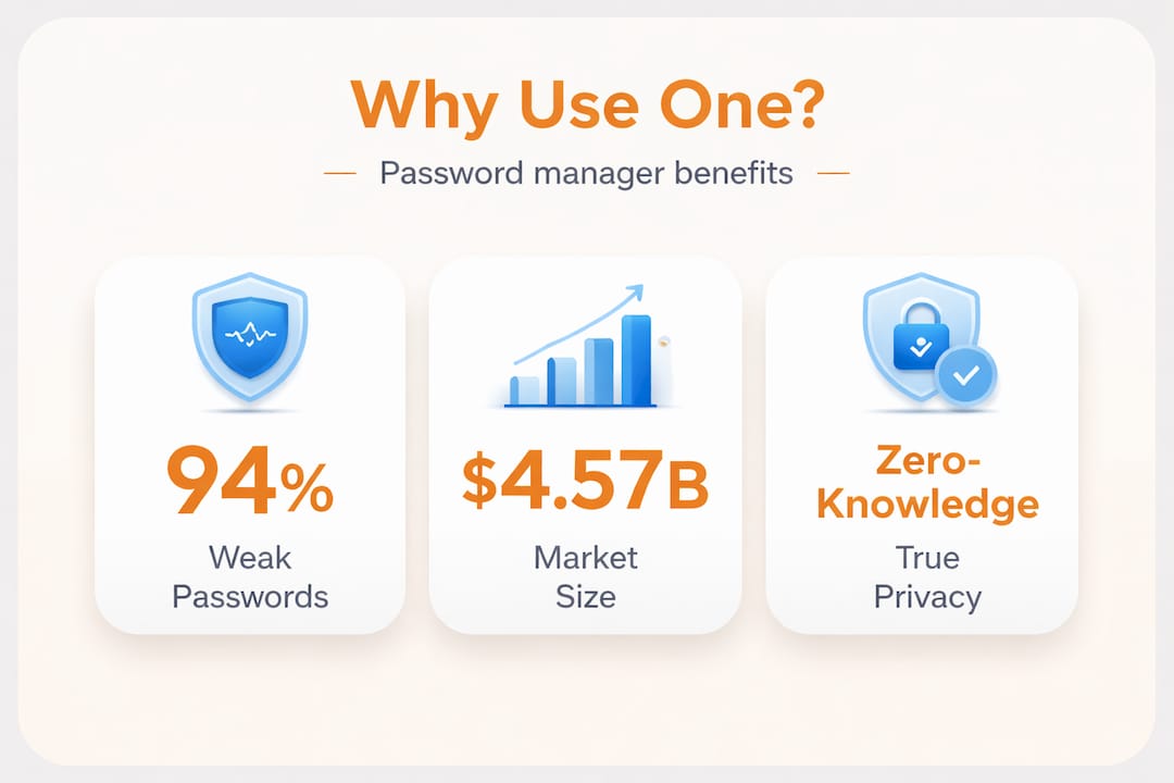 What is a password manager? Secure your digital life 1 Infographic password manager benefits stats and features