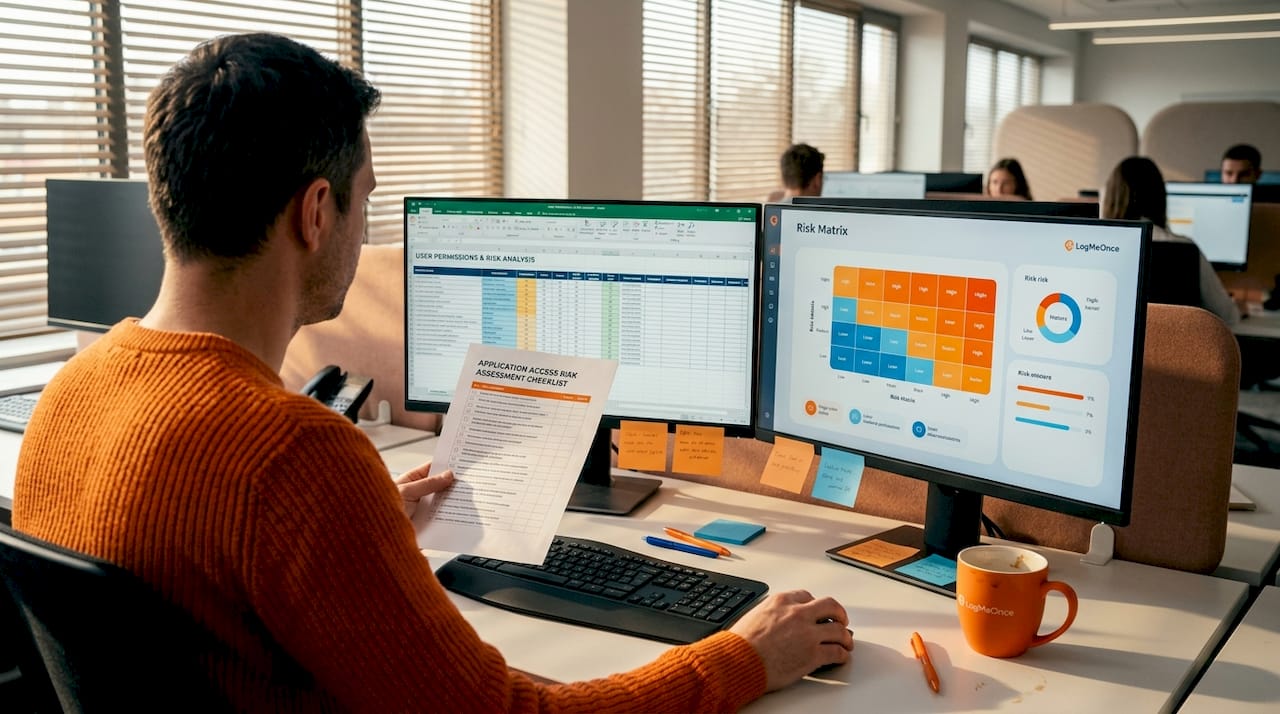 IT manager performing risk assessment checklist