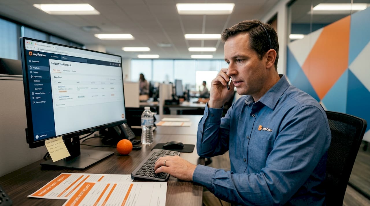 IT help desk specialist handling password incident