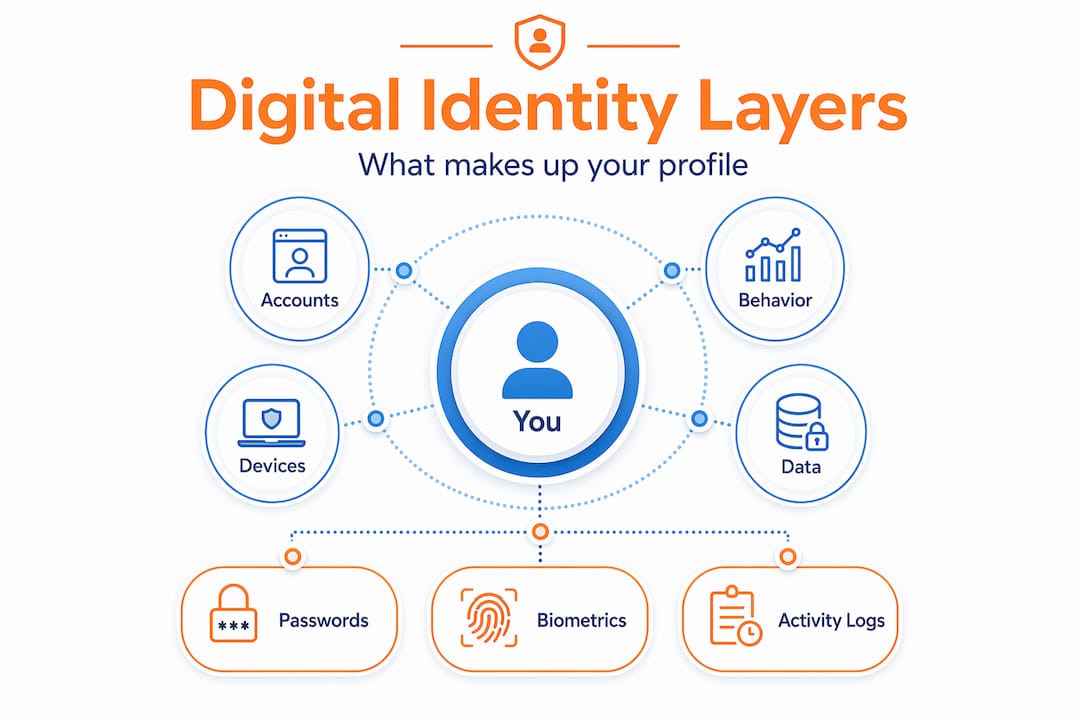 Hierarchy of digital identity elements and layers