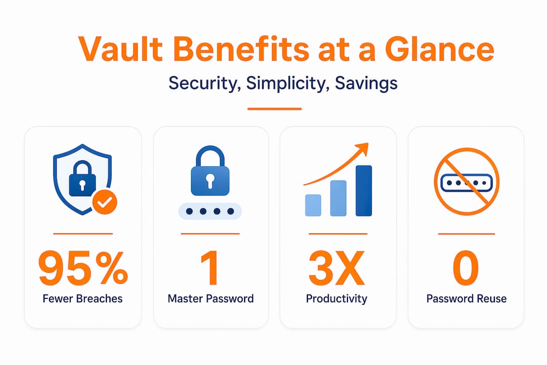Infographic showing key password vault benefits