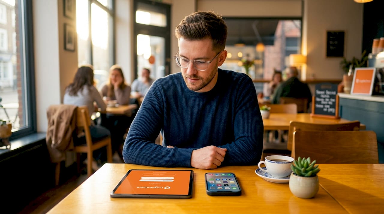 How Does a Password Vault Work: Your 2026 Guide 1 Man comparing password managers on devices