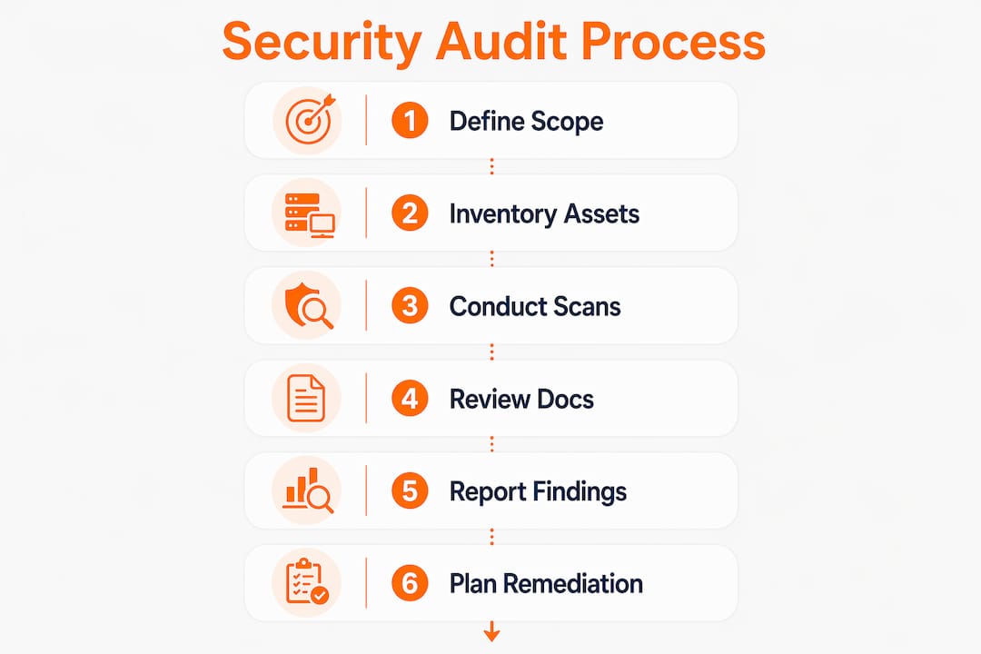 Infographic illustrating security audit process steps