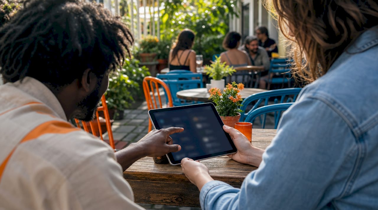Hands using password manager app on smartphone