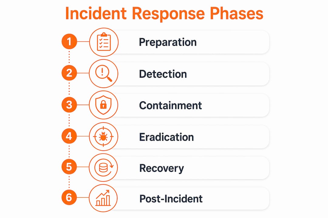 Incident Response Process: A 2026 Guide for IT Teams 1 Infographic outlining incident response process phases