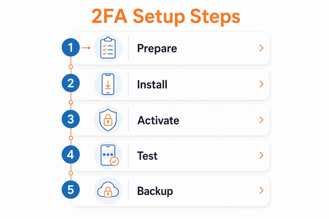 How to Use Two-Factor Authentication Safely 2 Infographic showing steps to set up two-factor authentication