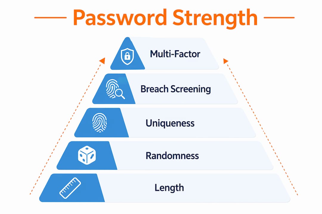 Infographic depicting hierarchy of password strength factors