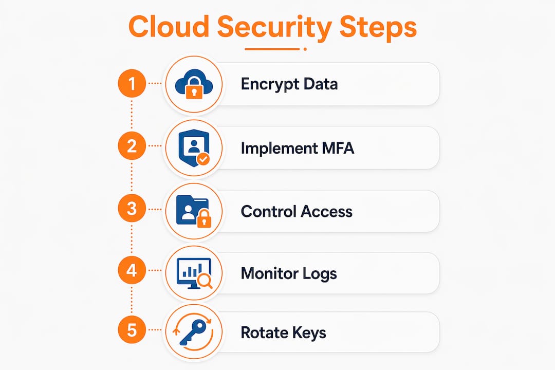 Infographic showing cloud security step-by-step process