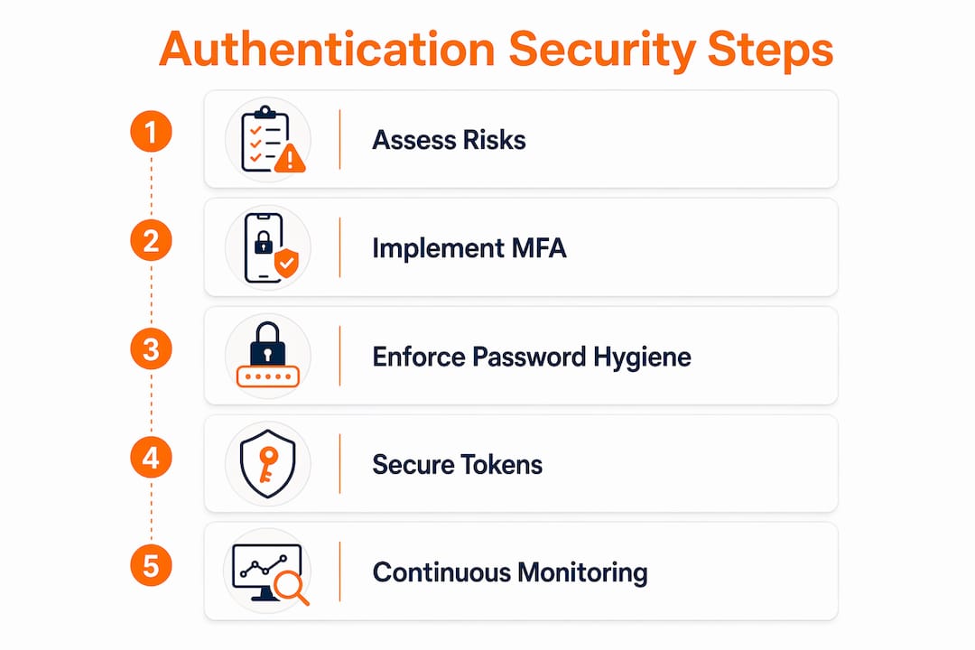 Infographic outlining key authentication security steps