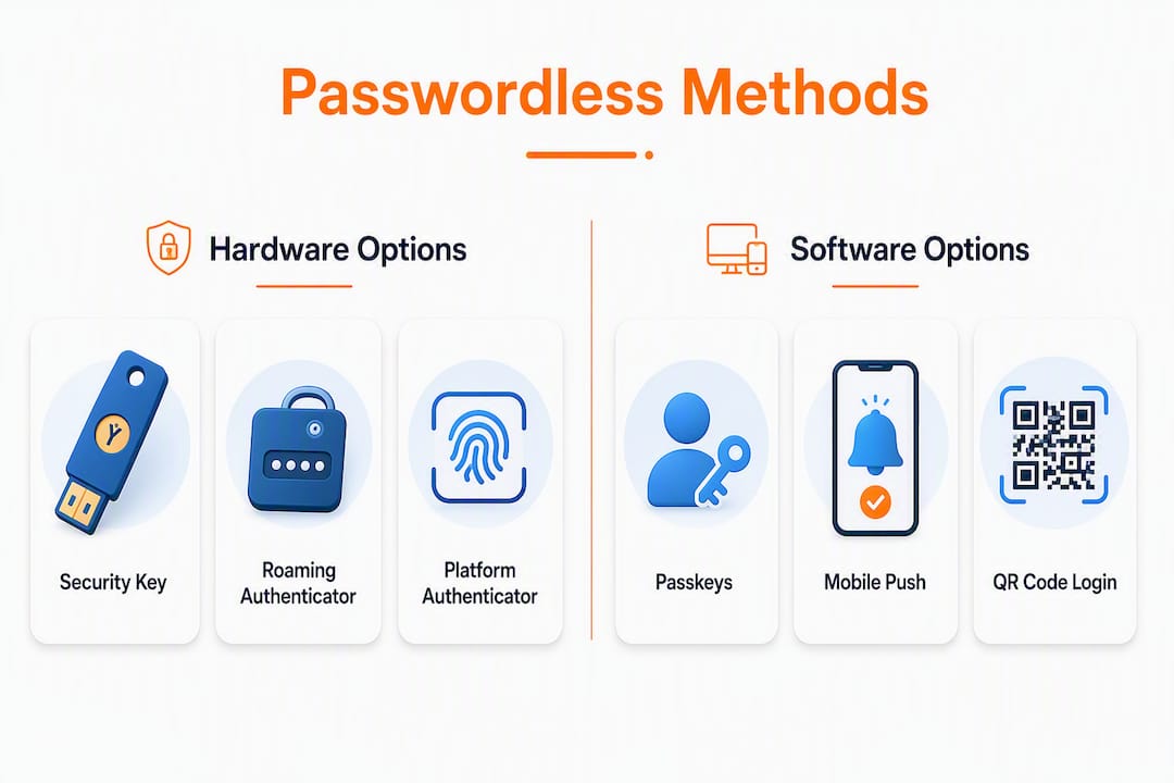 Infographic comparing passwordless authentication methods