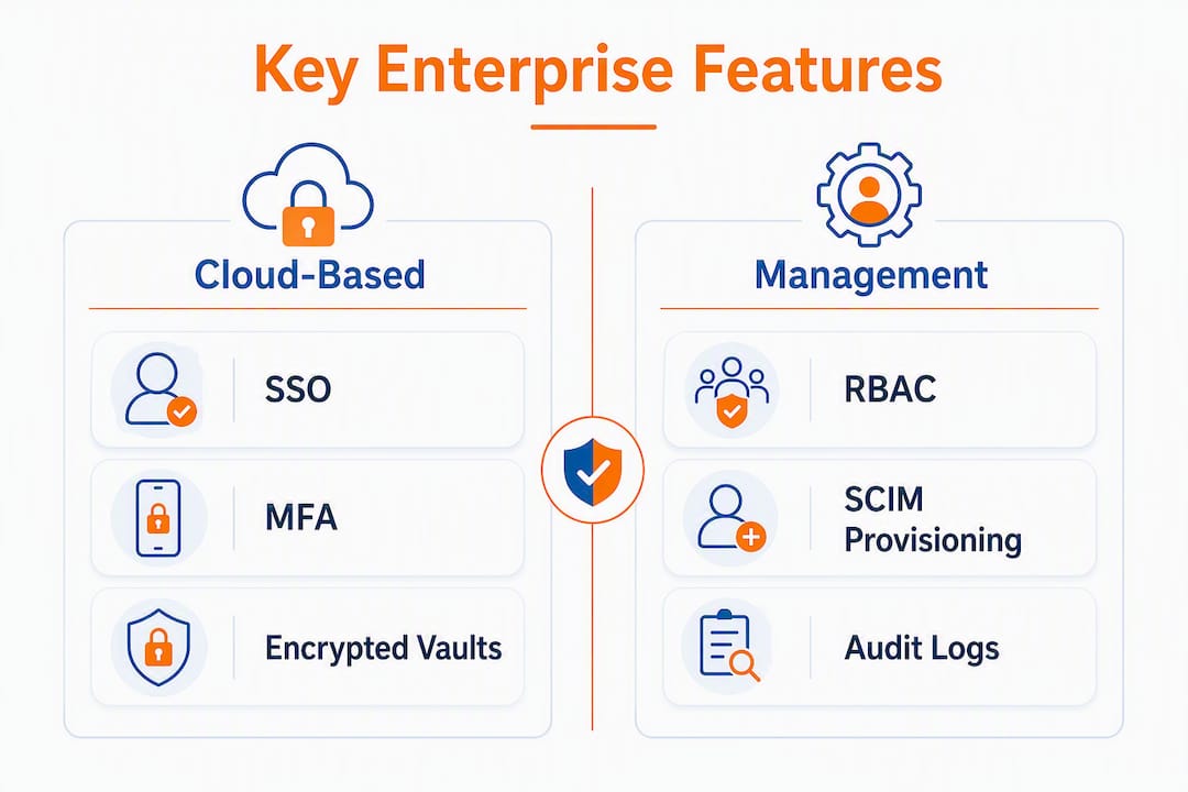 Infographic comparing cloud-based and management enterprise features