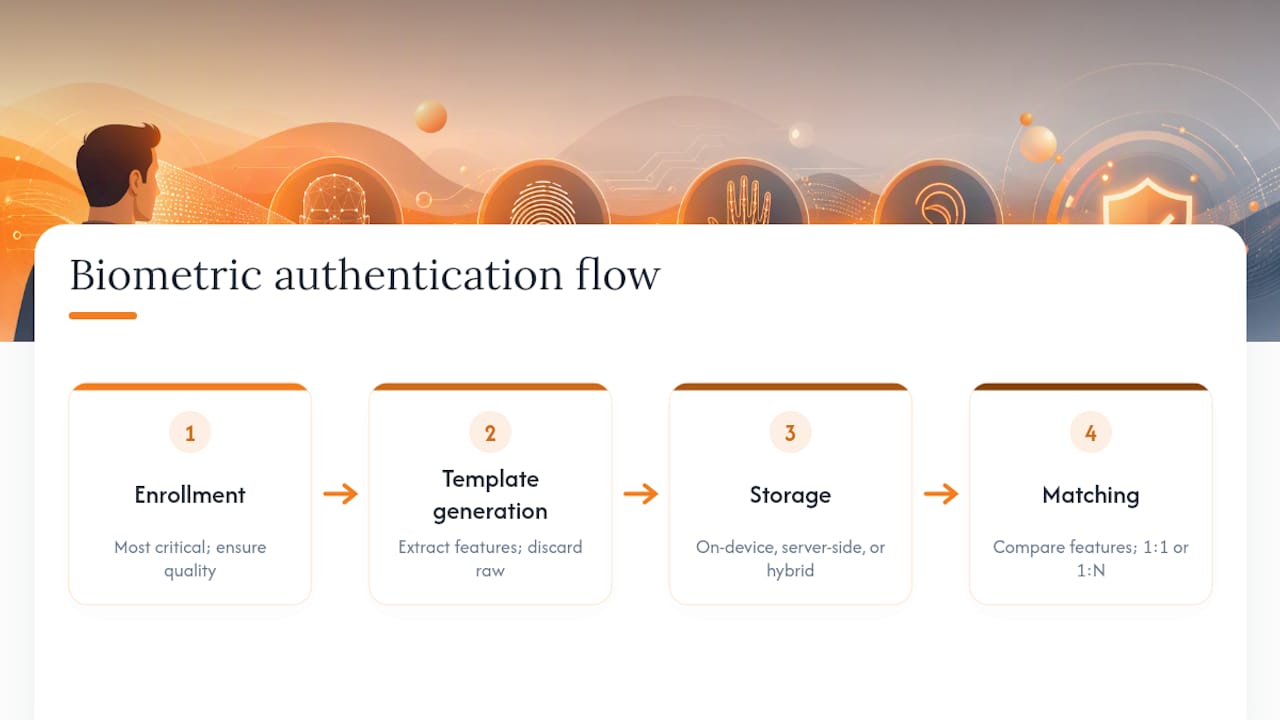 Biometric Authentication Methods: A Practical Security Guide 3 Diagram of biometric authentication process stages