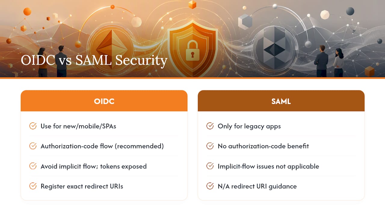 Security comparison diagram of OIDC and SAML protocols