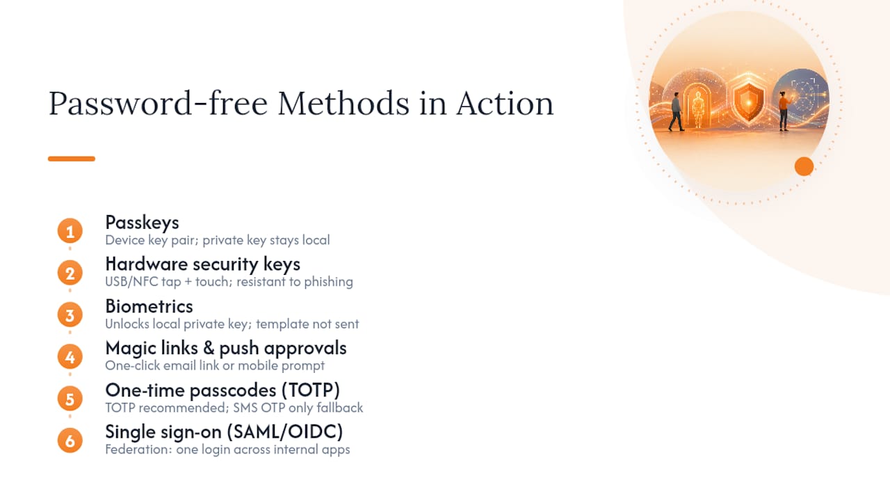 Six passwordless authentication methods overview