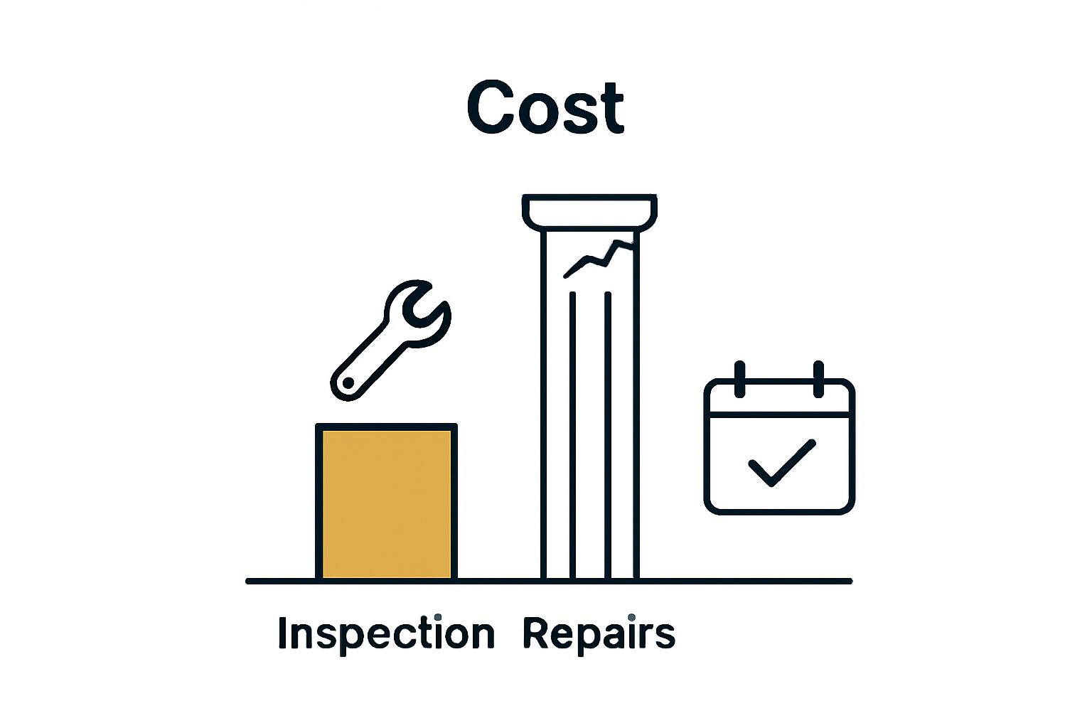 Comparison of inspection and repair costs with simple icons