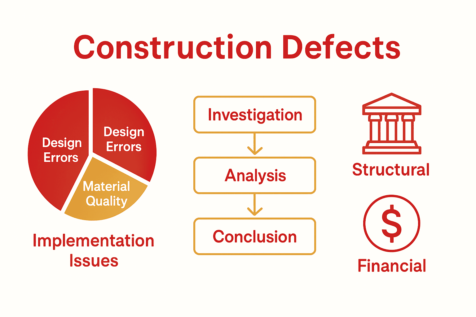 Construction defects and forensic process infographic