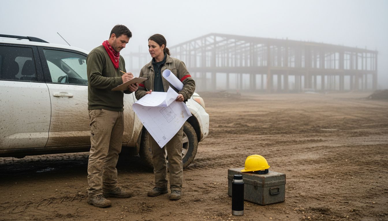 Consultants inspecting active construction site