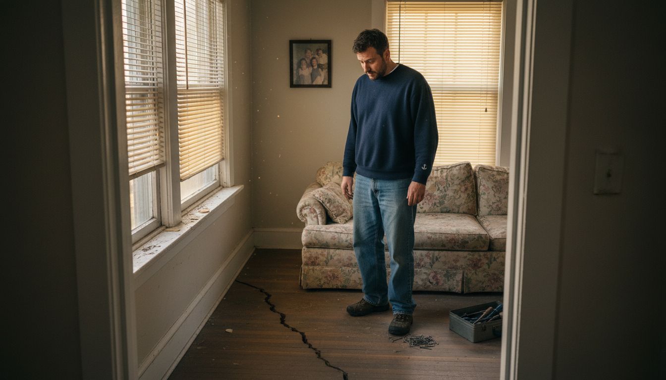 Homeowner observes floor crack and sag