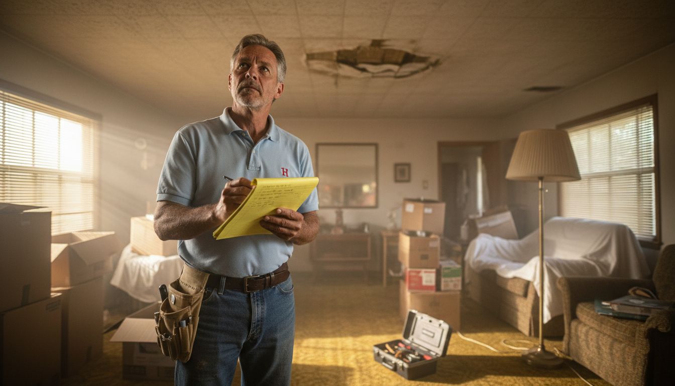 Inspector takes notes on home interior issues