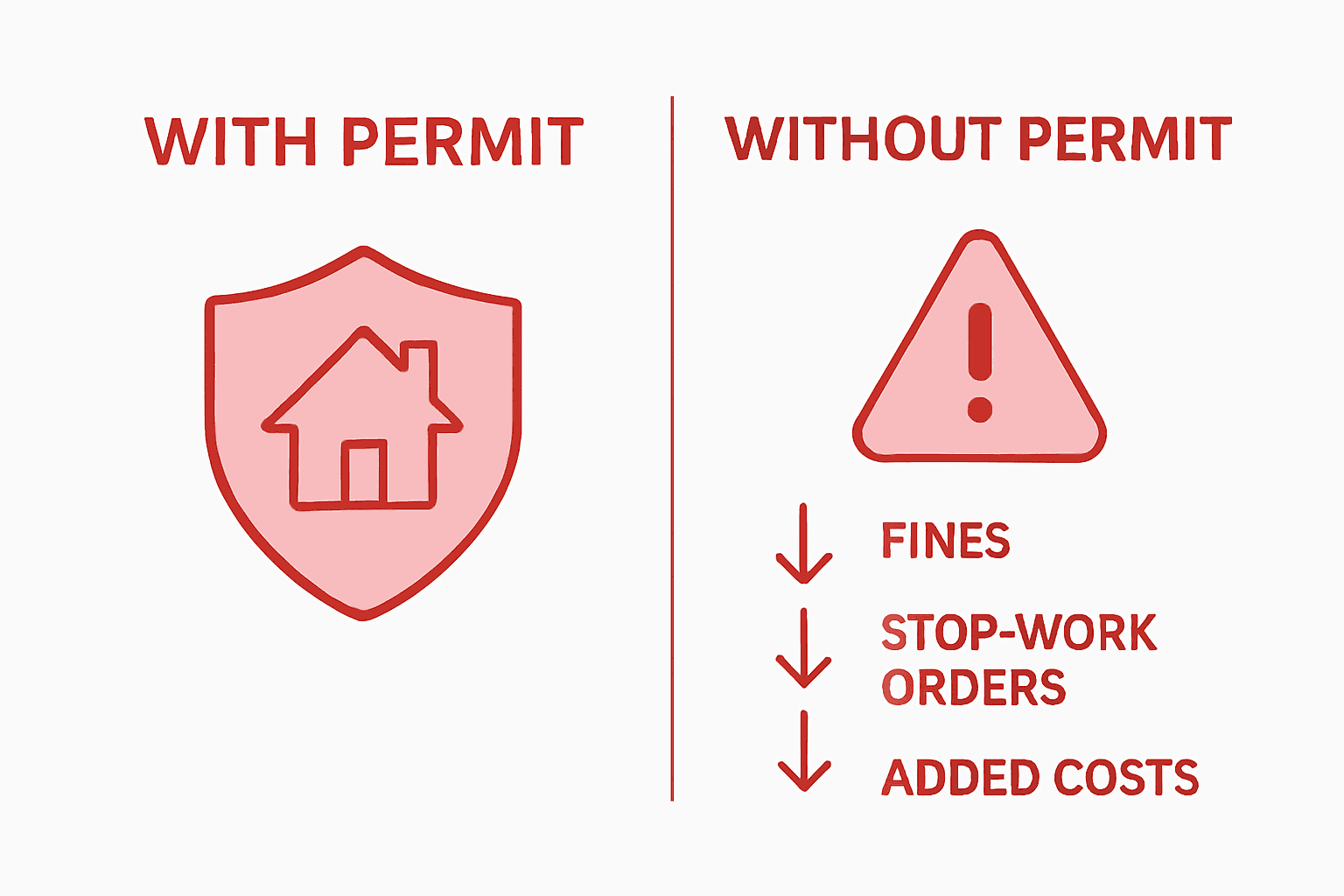 Infographic comparing permit vs no permit risks