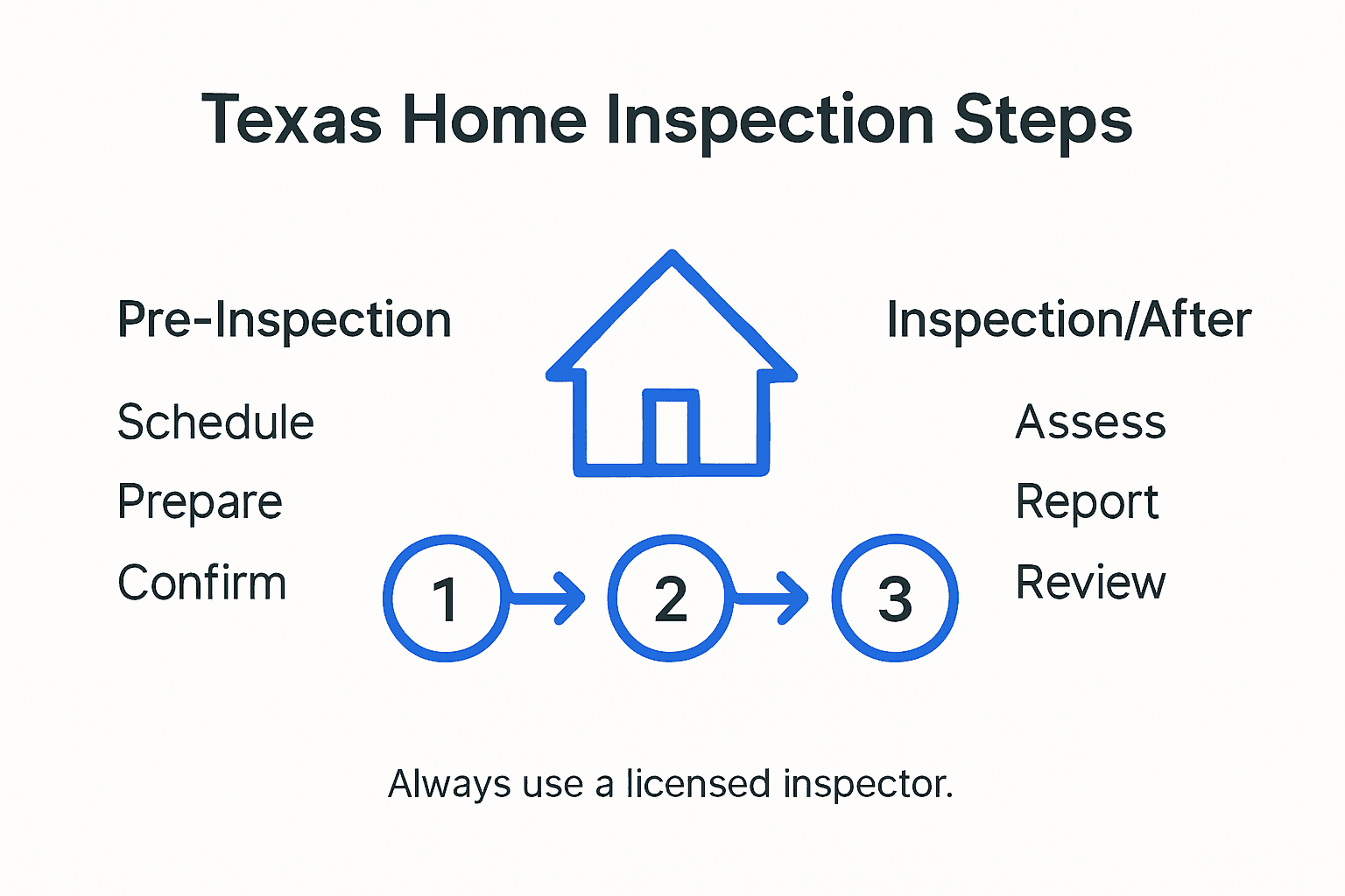 Infographic showing steps of Texas home inspection