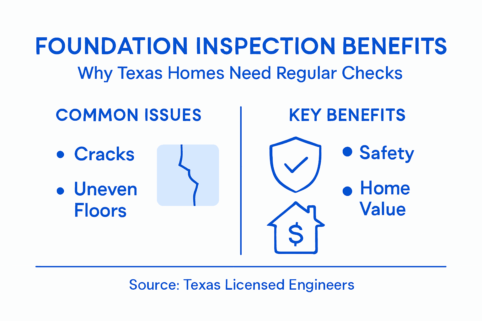Infographic outlining main benefits of foundation inspection