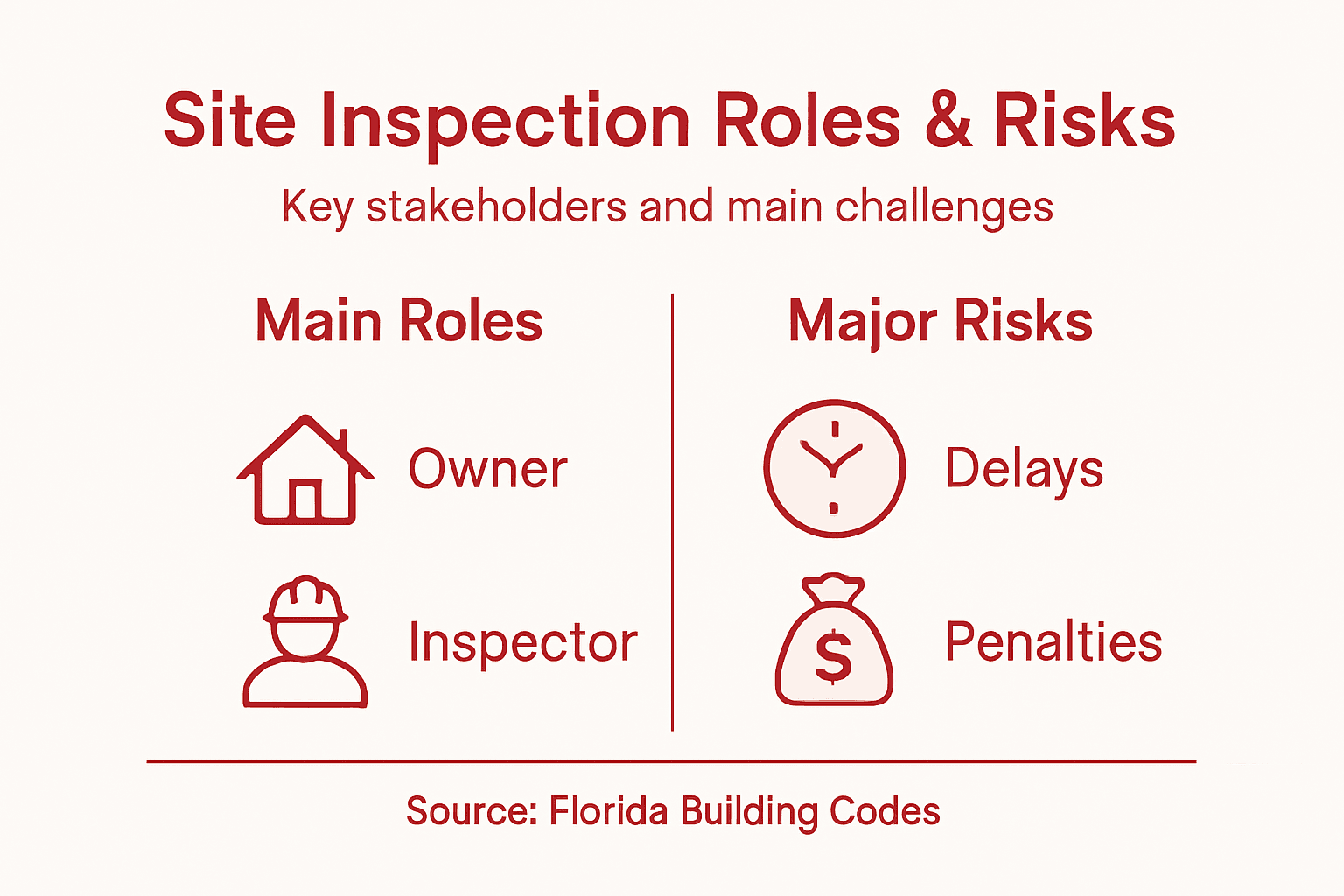 Site inspection roles and risks infographic