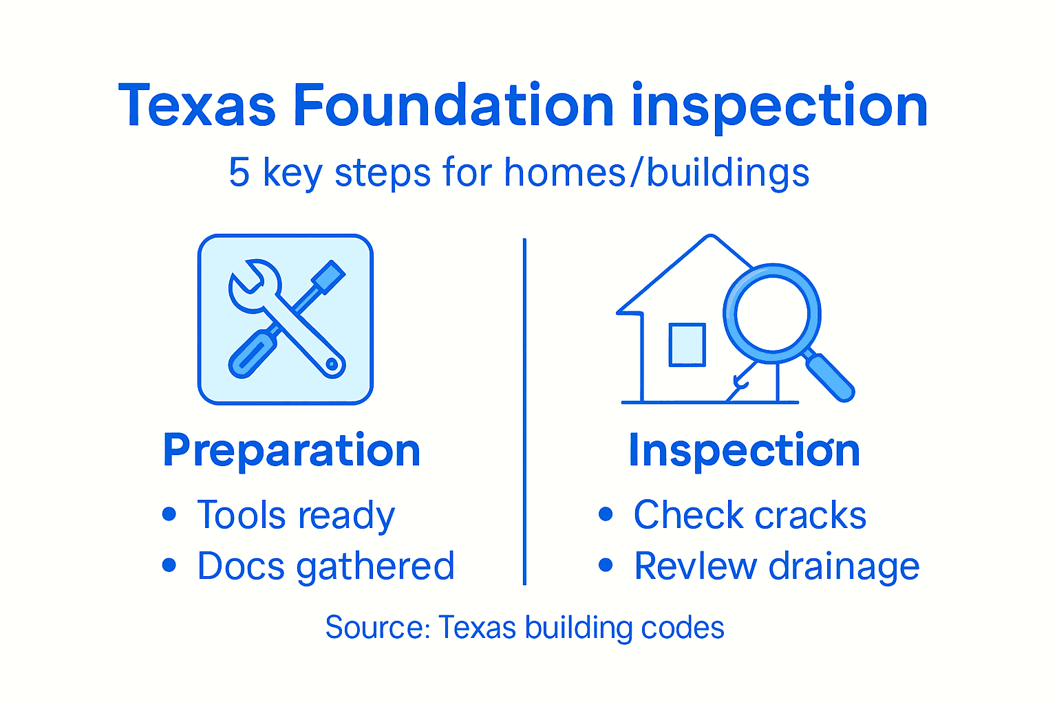 Infographic showing Texas foundation inspection steps