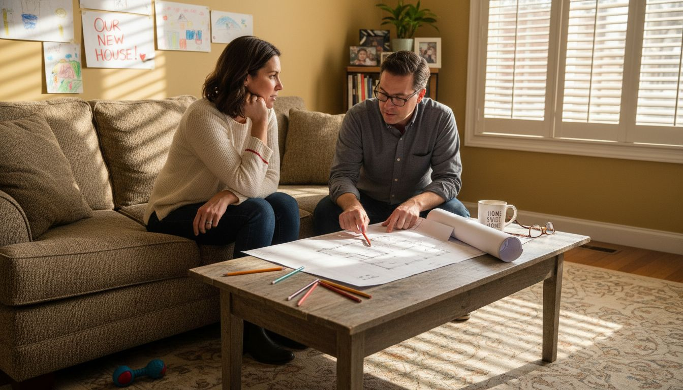 Homeowner reviews house plans with architect
