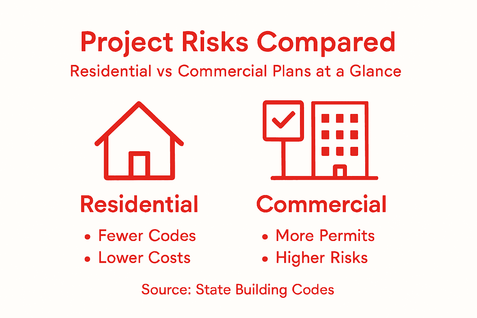 Infographic comparing risks in residential vs commercial plans
