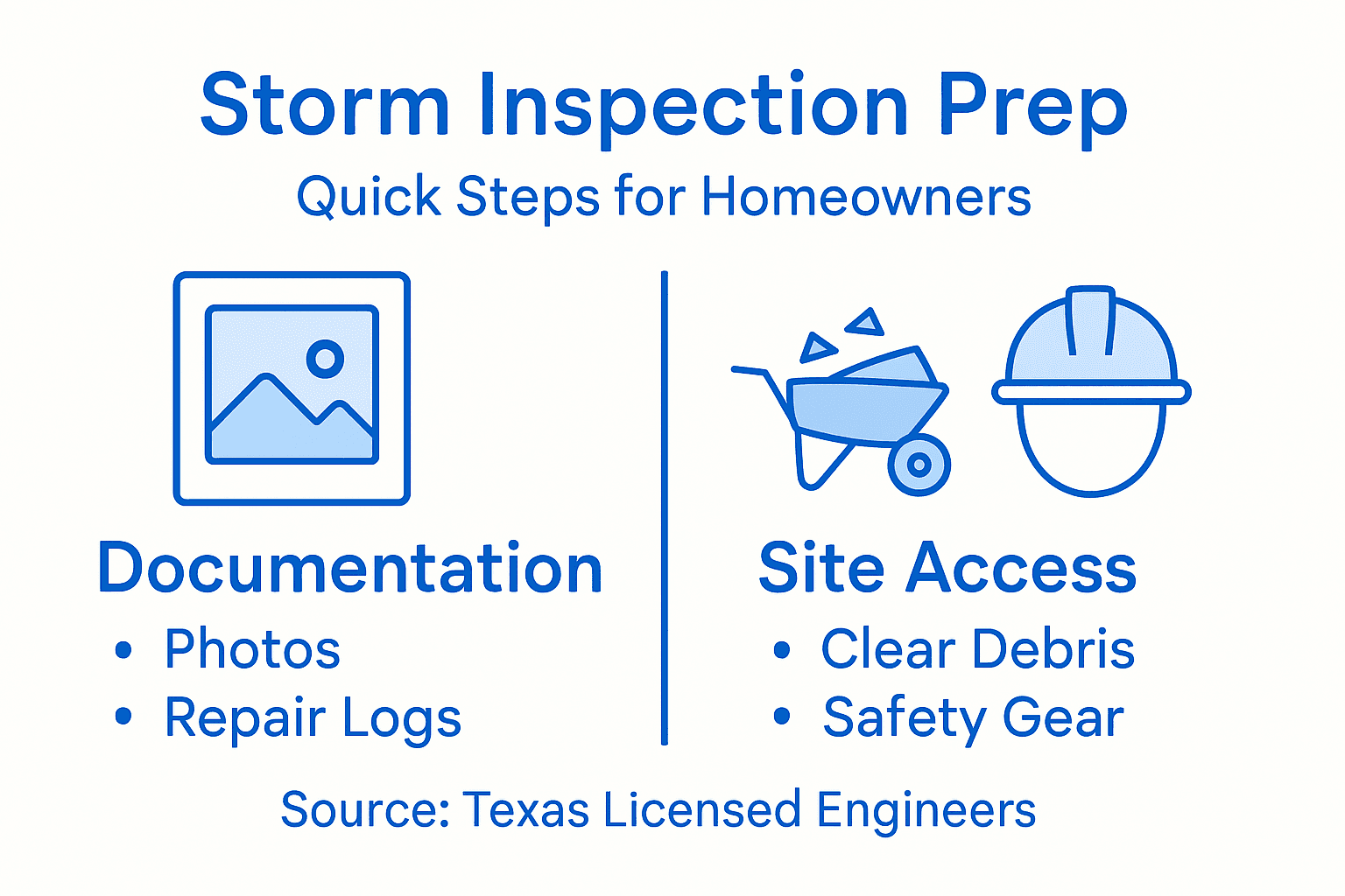 Infographic outlining storm inspection preparation steps