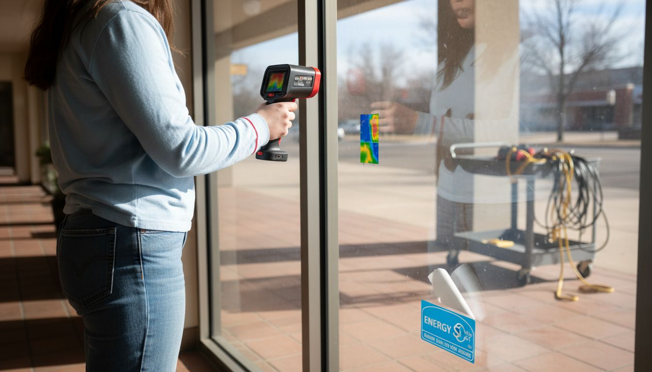 Technician scanning energy efficient window