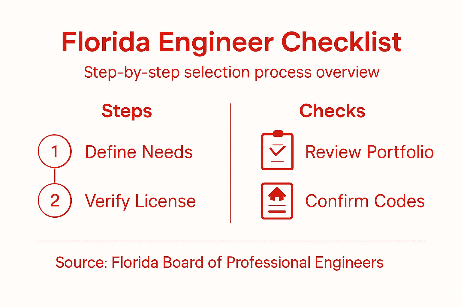 Infographic with Florida engineer selection steps