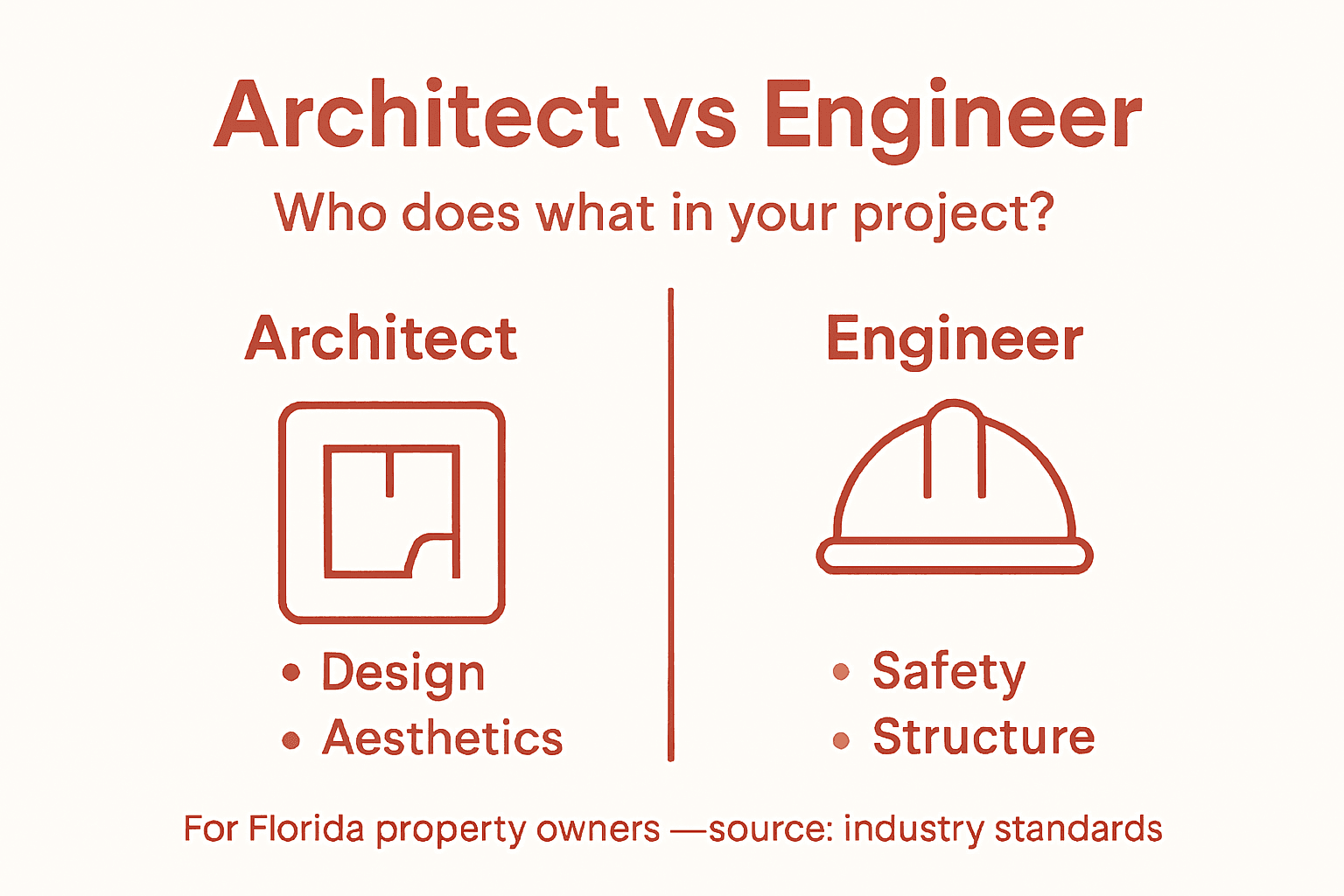 Infographic comparing architect and engineer roles